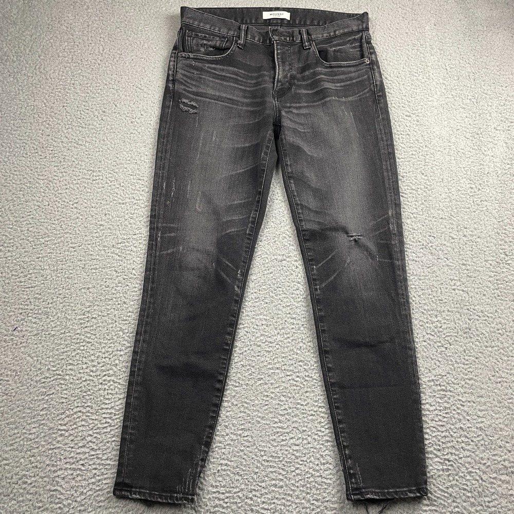 Moussy Vintage Jeans Womens 28 Black Velma Distressed Skinny Made In JAPAN